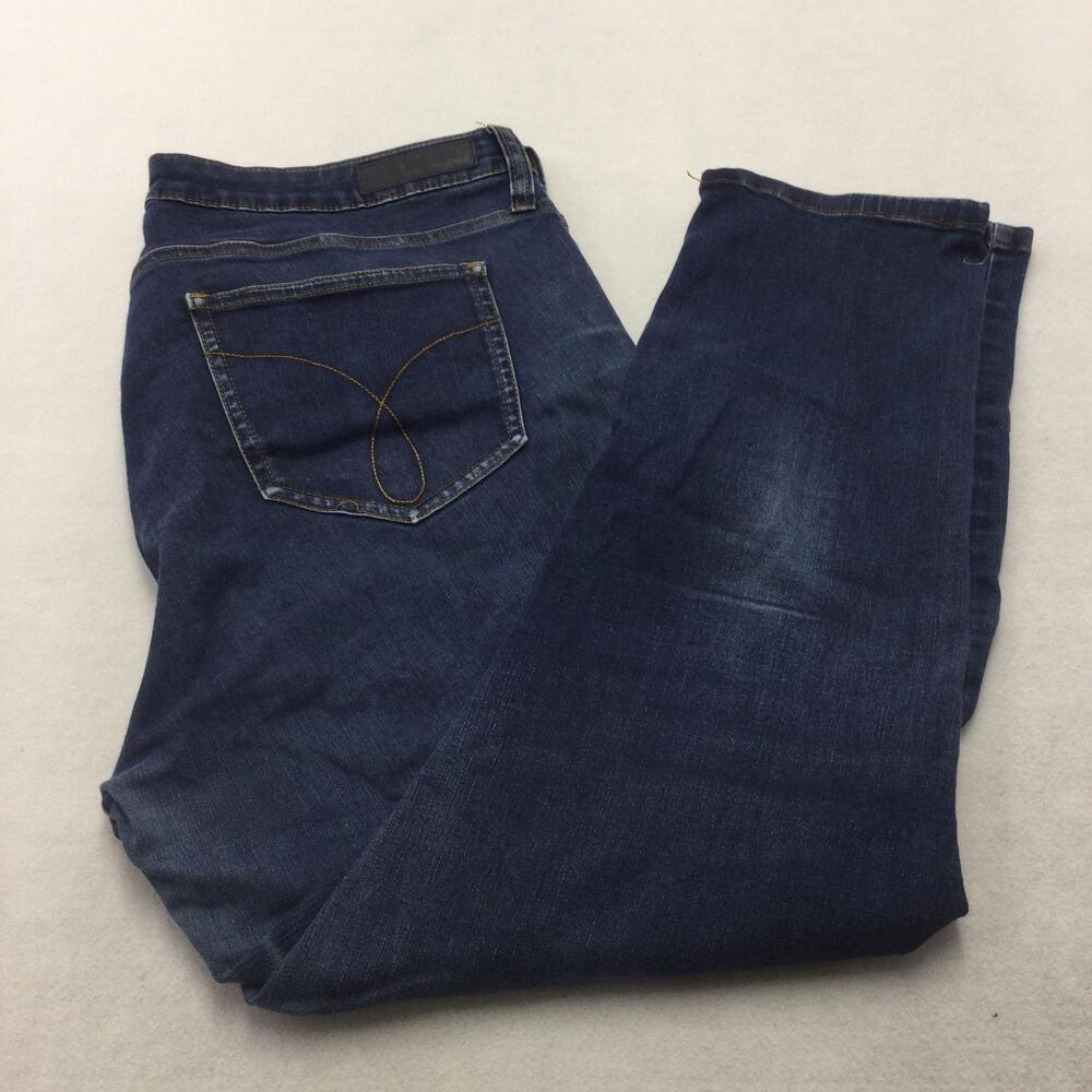 Calvin Klein Jeans Ankle Skinny Jeans Womens 14W Blue Dark Wash Stretch Denim